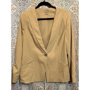 Chicos Black Label Womens Blazer Size 1 US 8/10 Tan Single Button